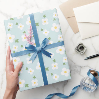 Papier Cadeau Fleur Blanche Classique Florale Vintage Intemporel
