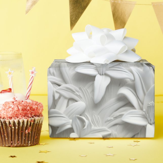 Papier Cadeau Fleur blanche Motif sans couture (Fête d'anniversaire)