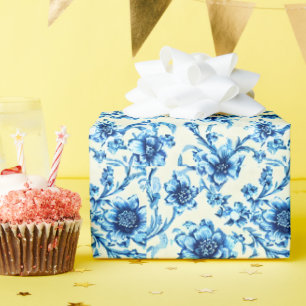 Papier Cadeau Fleur Bleue