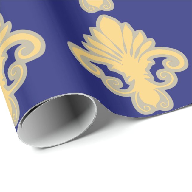 Papier Cadeau Fleur bleue (Coin rond)