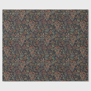 Papier Cadeau Fleur botanique de forêt sombre et mystérieuse de