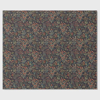 Papier Cadeau Fleur botanique forestière sombre et mystérieuse d