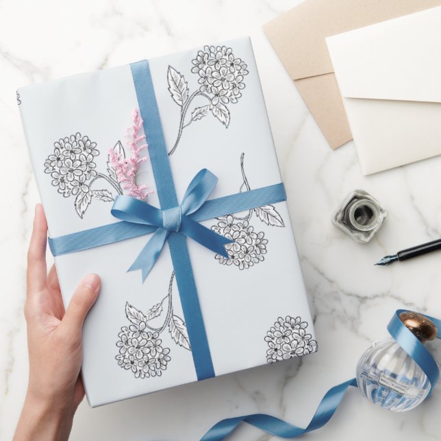 Papier Cadeau Fleur Botanique Intemporelle Gris Clair (Cadeaux)