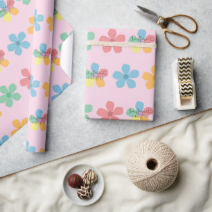 Papier Cadeau Fleur Colorée Différente Pas Moins Autisme Rose TS
