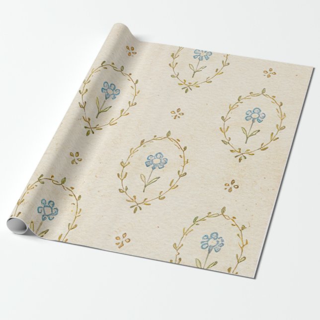 Papier Cadeau Fleur Cottagecore (Déroulé)