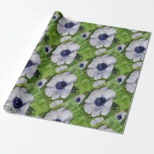 Papier Cadeau Fleur d'anémone blanc