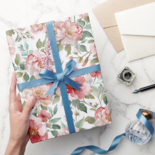 Papier Cadeau Fleur d'anniversaire rose rouge