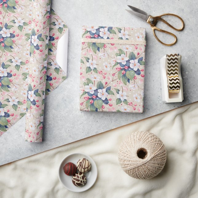 Papier Cadeau Fleur d'Apple (blanc d'albescent) (Artisanat)