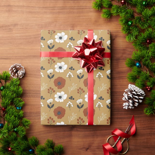 Papier Cadeau Fleur d'Automne (Cadeau de vacances)