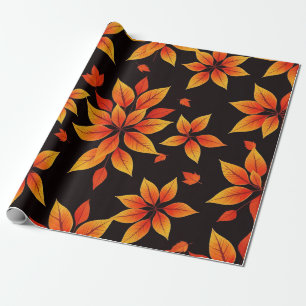Papier Cadeau Fleur d'automne Gras Couleurs de chute