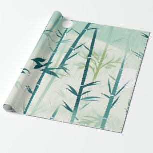 Papier Cadeau Fleur de bambou sereine asiatique (5)