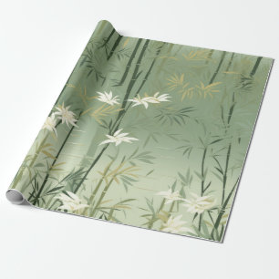 Papier Cadeau Fleur de bambou sereine asiatique (6)