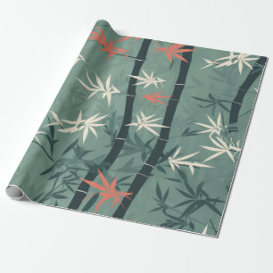 Papier Cadeau Fleur de bambou sereine asiatique (7)