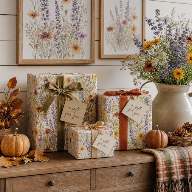 Papier Cadeau Fleur de botanique de fleurs sauvages rustique d'a (Créateur téléchargé)