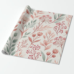 Papier Cadeau Fleur de cerisier rose, Floral et Motif Feuille