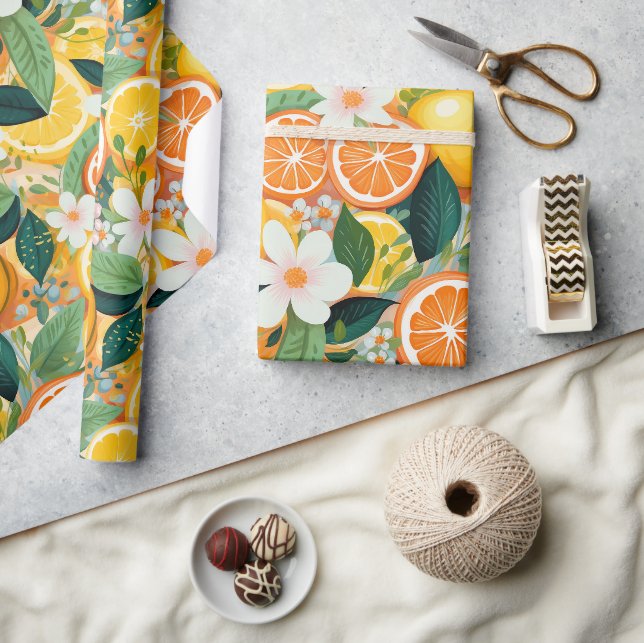 Papier Cadeau Fleur de Citron Tropical  (Artisanat)