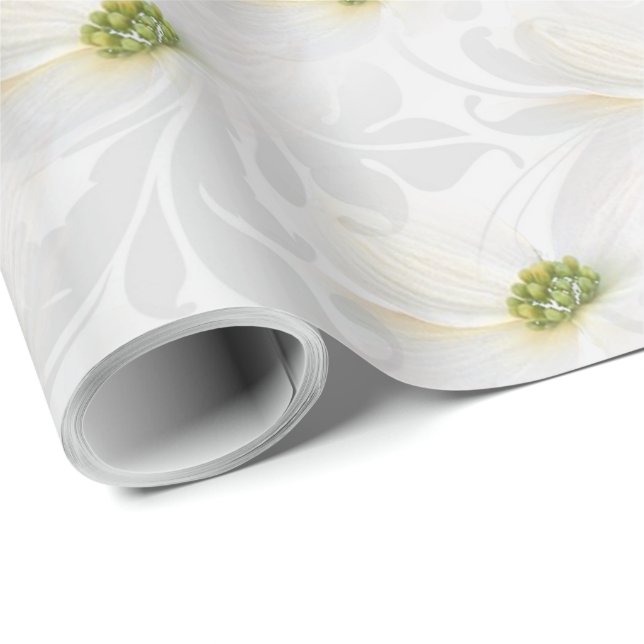 Papier Cadeau Fleur de cosmos sur l'élégance Mariage blanche (Coin rond)