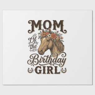 Papier Cadeau Fleur de fille d'anniversaire de maman Cheval occi