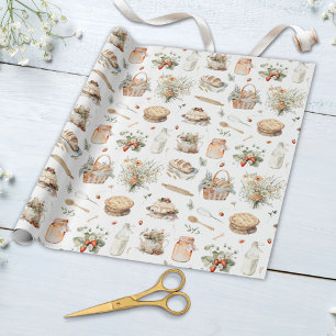 Papier Cadeau Fleur de fraise de campagne à l'aquarelle fantaisi