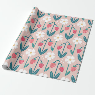 Papier Cadeau Fleur de fraise plaisir