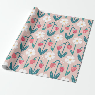 Papier Cadeau Fleur de fraise plaisir