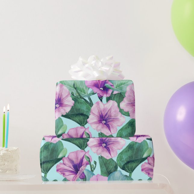 Papier Cadeau Fleur de Gloire du Matin Rétro  (Cadeaux de fête)