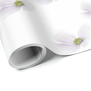 Papier Cadeau Fleur de Lavande Cosmos sur Blanc
