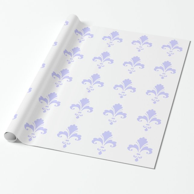 Papier Cadeau Fleur de lis bleu lavande (Déroulé)