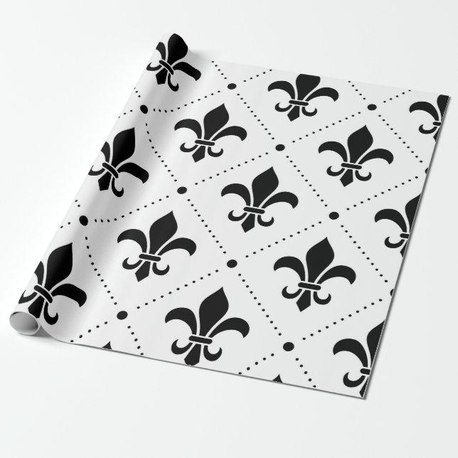 Papier Cadeau Fleur De Lis Motif (Déroulé)