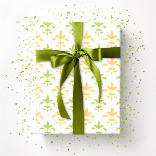 Papier Cadeau Fleur de lis picturale en palmier et jaune
