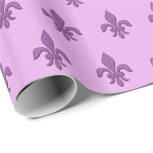 Papier Cadeau Fleur de Lis violet violet sur lavande