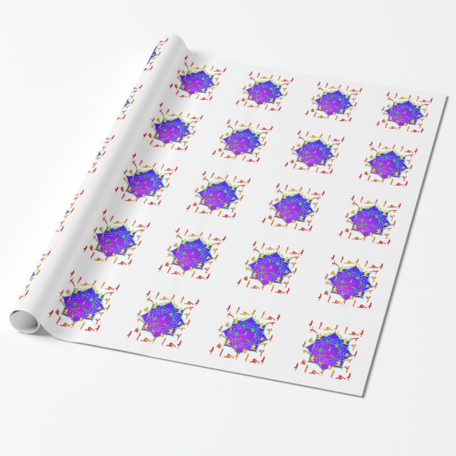 Papier Cadeau Fleur de Lotus avec postures de Yoga (Déroulé)