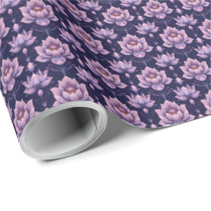 Papier Cadeau Fleur de lotus rose violet Anniversaire Floral