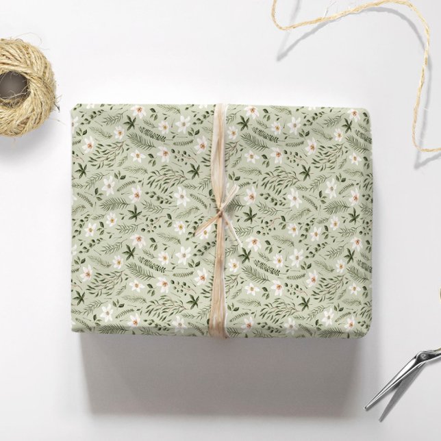 Papier Cadeau Fleur de marguerite menthe florale  (Créateur téléchargé)