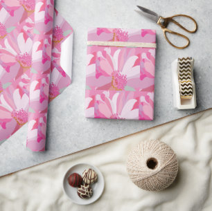 Papier Cadeau Fleur de marguerite rose Floral