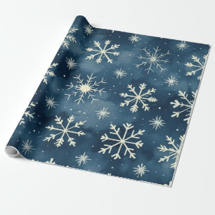 Papier Cadeau Fleur de neige bleue Noël motif