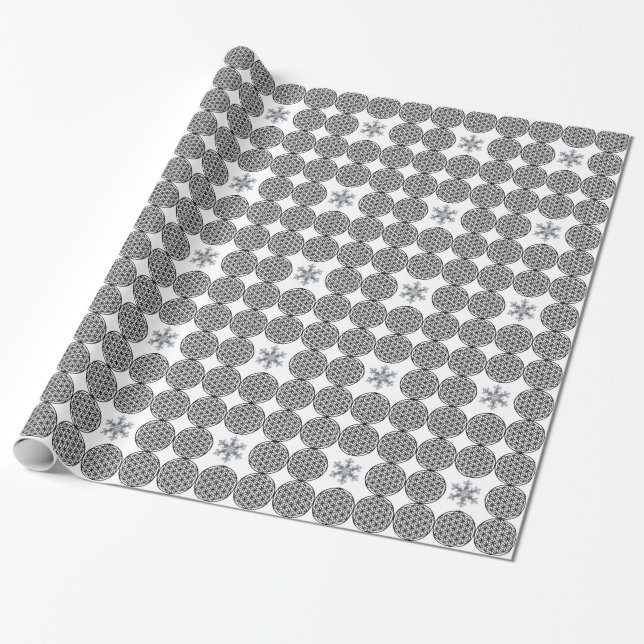 Papier Cadeau Fleur de neige - fleur de vie (Déroulé)