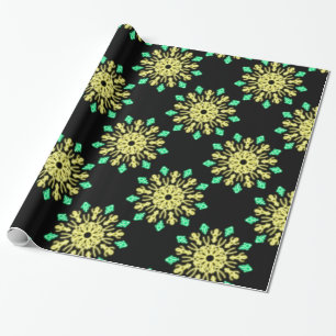 Papier Cadeau Fleur de néon jaune et vert