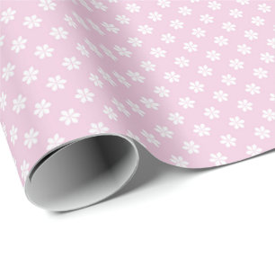 Papier Cadeau Fleur de Pâquerette Rose Pastel