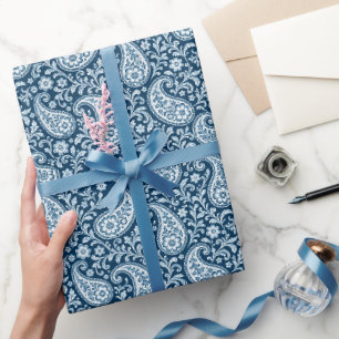 Papier Cadeau Fleur de paysages marine et blanche vintage