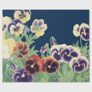 Papier Cadeau Fleur de Pensée Japonaise Vintage Ukiyo-e Botaniqu