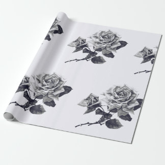 Papier Cadeau Fleur de Rose Vintage Classique