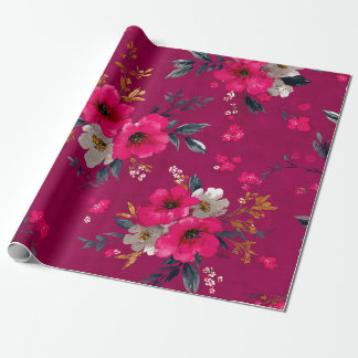 Papier Cadeau Fleur de style boho vintage rustique rose