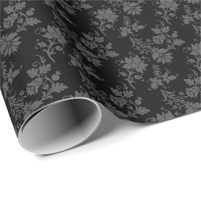 Papier Cadeau Fleur de style gothique noir  (Coin rond)