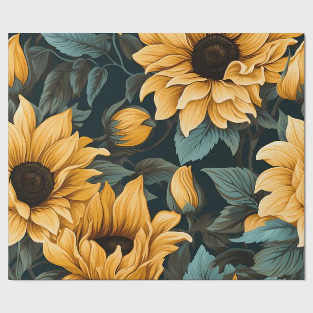 Papier Cadeau Fleur de Tournesol Florale Bliss : Motif sans char (Couture)