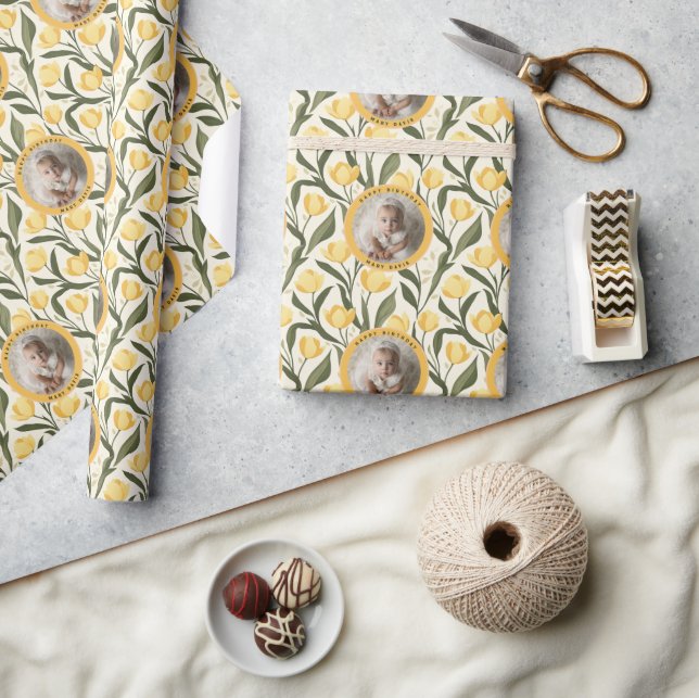 Papier Cadeau Fleur de Tulipe Chic Surprise Anniversaire (Artisanat)