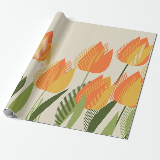 Papier Cadeau Fleur de tulipe jaune (Déroulé)