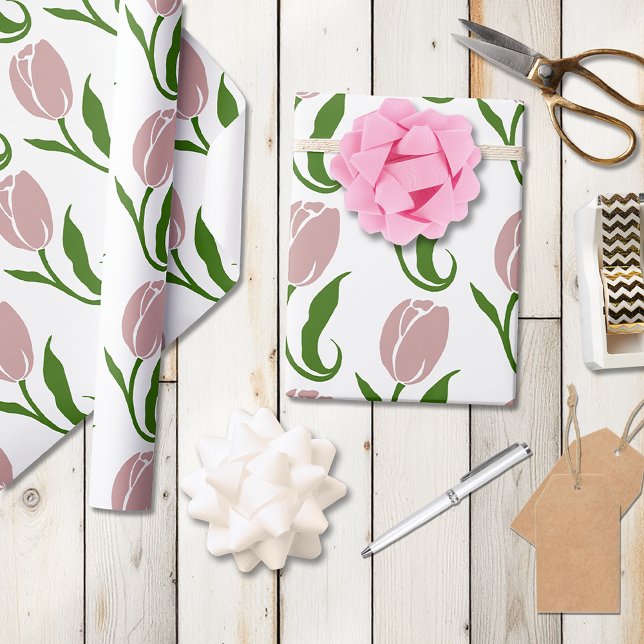 Papier Cadeau Fleur de tulipe rose (Créateur téléchargé)