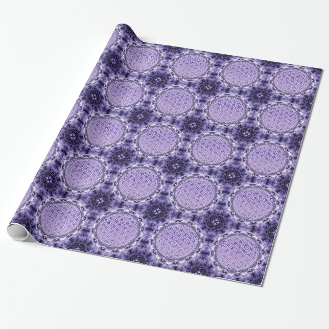 Papier Cadeau Fleur de vie - Mandala - violet (Déroulé)