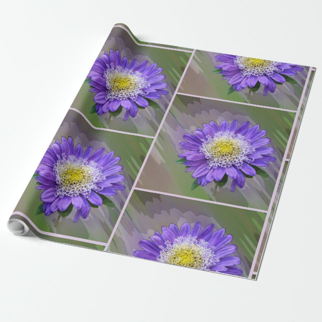 Papier Cadeau fleur de violet bleu (Déroulé)
